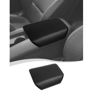 Imagem de Hoolcar Capa de almofada de apoio de braço protetor de tampa do console central compatível com Chevrolet Camaro 2010-2015, substituição de console de couro, fibra de carbono