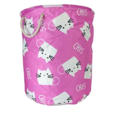 Imagem de Cesto De Roupa Infantil Organizador De Brinquedos Roupinha Gatinhos - 