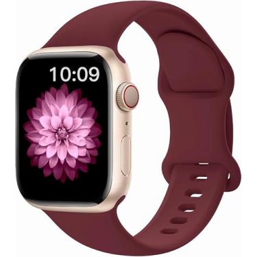 Imagem de Pulseira esportiva de silicone macio compatível com Apple Watch séries 10, 9, 8, 7, 6, 5, 4, 3, 2 e 4 de 38 mm, 40 mm, 40 mm, 40 mm, 41 mm, 44 mm, 46 mm e 49 mm, ultra SE, para mulheres e homens