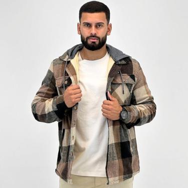 Imagem de Camisa Gangster Overshirt Xadrez Capuz Masculina-Masculino