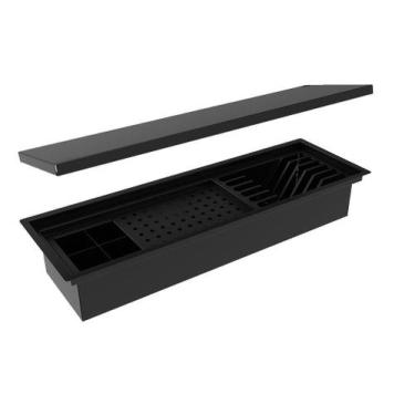 Imagem de Escorredor Embutido Calha Escorredora Inox Pint Preto 60cm Tampa - HZ