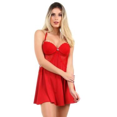 Imagem de Camisola IMI Lingerie Com Bojo E Calcinha Em Microfibra E Renda Fascin