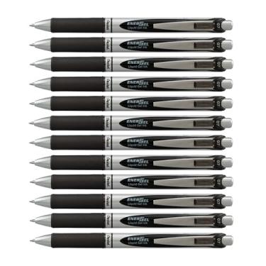 Imagem de Caneta de gel líquido retrátil Pentel EnerGel RTX, linha média de 0,7 mm, Embalagem de 12, Preto, 0.7mm
