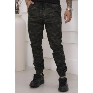 Imagem de Calça Jogger Masculina Sarja Camuflada com Cordão Ajustável - TBasics,