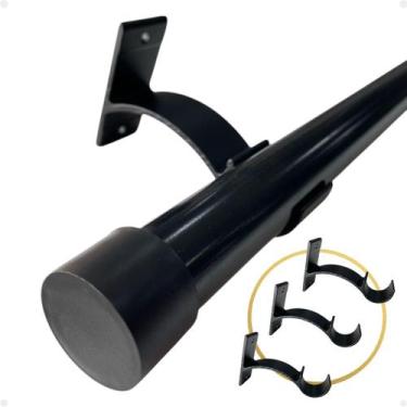 Imagem de Kit 3 Suporte Perfil Parede Varão Comum Ilhós 28mm Cortina Argola Inst