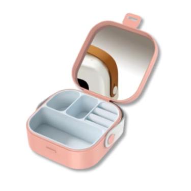 Imagem de Porta Joias de Bolsa Compacto com Espelho - Organize suas Joias com Estilo e Praticidade - Ideal para Bolsa ou Mochila - Acessório Elegante para Mulheres Modernas