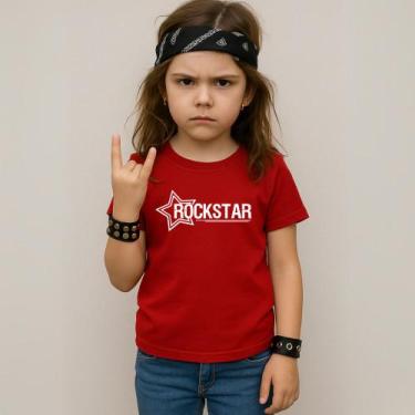 Imagem de Camiseta Infantil Unissex Estampada Rockstar Estrela 058 Blusa 100% Al