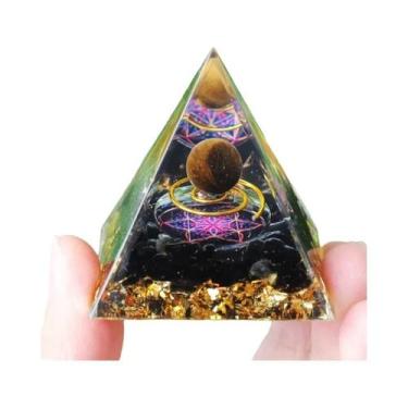 Imagem de Pirâmide De Orgônio De Ametista E Peridoto, Cristal De Cura Com Energi