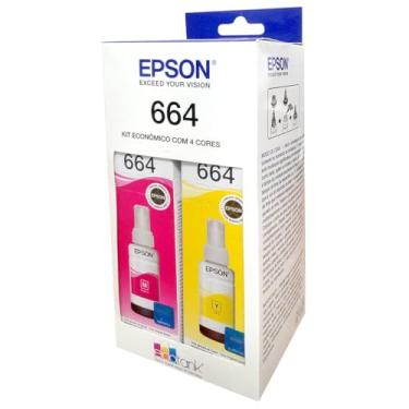 Imagem de Kit de Garrafas de Tinta Original Epson EcoTank T664 - Magenta, Amarelo, Ciano, Preto