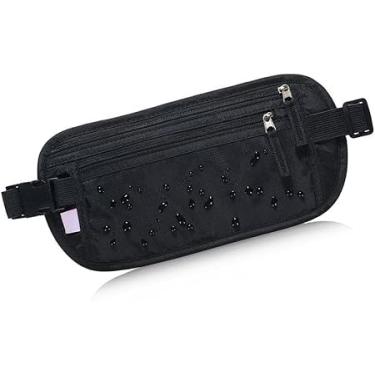 Imagem de Pochete Doleira Discreta Antifurto para Viagem, Cinto Porta Dinheiro Ajustável, 3 Bolsos com Zíper Oculto, Preta, Tecido premium com bolso secreto.