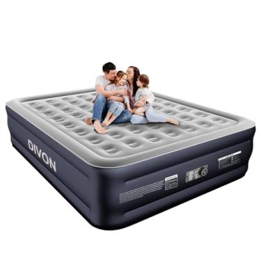 Imagem de DIVON Colchão de ar King com bomba embutida elevada, colchão autoinflável de 3 minutos, colchão inflável de 45 cm para adultos, cama de ar portátil de 340 kg para hóspedes, acampamento, viagem e chão