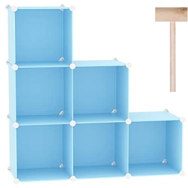Imagem de C&AHOME Organizador de armazenamento de cubos, prateleiras de 6 cubos, armário de armário, prateleira modular de plástico DIY, ideal para quarto, sala de estar, escritório, 93 cm C x 31,5 cm L x 93 cm