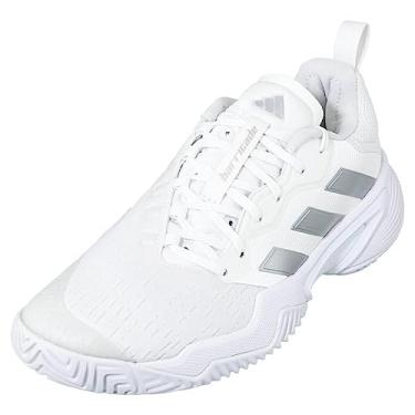 Imagem de adidas Tênis Barricade Feminino, Branco/Prata Metálico/Cinza Um, 9