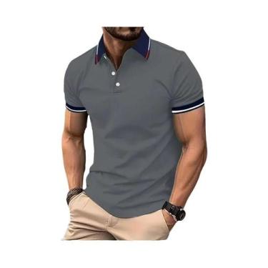 Imagem de Camisa Polo Masculina Manga Curta Branca - Casual de Verão, BR-G, Cinz