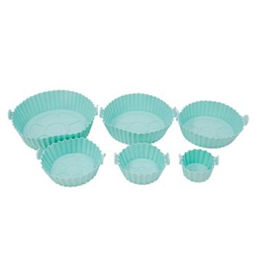 Imagem de Forma Bandeja de Silicone Flexível Protetora Reutilizável Antiaderente para Fritadeira Elétrica (Verde)