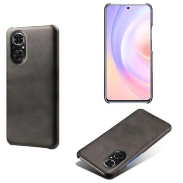 Imagem de Capa para Honor 50 SE,Proteção contra quedas,Casca de volta de cor sólida simples,Design de couro de imitação de plástico-Black
