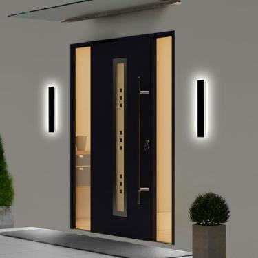 Imagem de NIUZDU Luzes de parede de varanda - luminária de parede externa moderna com faixa longa de 59,88 cm, regulável, preta, suporte de parede, arandela, luzes externas de garagem, para casa, pátio