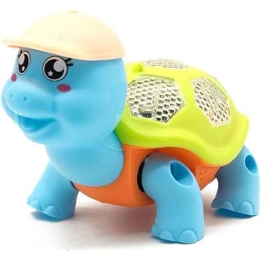Imagem de Tartaruga Brinquedo Infantil Dançante Som Luz Crianças Bebe Cor:Azul(STO2452AZ)