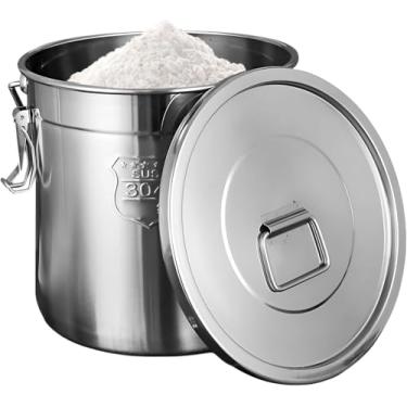 Imagem de Recipiente Hermético 304 Barril Selado De Aço Inoxidável, Balde De Armazenamento De óleo De Arroz Com Tampas Recipiente De Alimentos Para Farinha, Grãos De Café, Leite, One Color, 20L