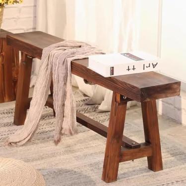 Imagem de Banco De Jantar De Madeira Para Interior De Fazenda Banco De Madeira Banco De Macarrão Vintage Pequeno Banco De Madeira Banco De Entrada De Madeira Natural, One Color, 47.2*11*16.5in/120*28*42cm