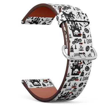 Imagem de MRAKPLGE Pulseira de relógio, estampa de Halloween, Fossil Gen 5E 42 mm/Gen 6 42 mm, Fossil Venture Gen 4 HR/Gen 3 feminina e masculina, pulseira de couro vegano de substituição de 18 mm