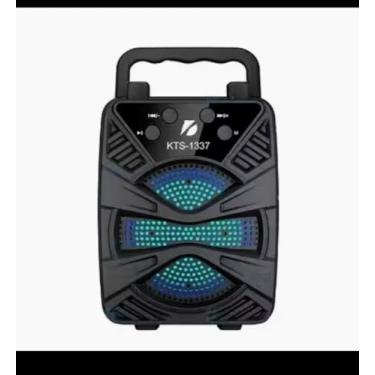 Imagem de KTS-1337 Caixa de Som Portátil Bluetooth, Preta, com Luzes LED, Alto-falante para Festa, Encontro Com Amigos, Praia, Academia, Churrasco, Controle de Reprodução, Alça de Transporte, Recarregável