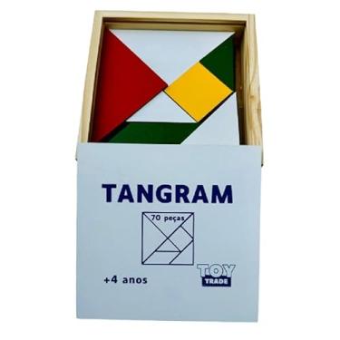 Imagem de Brinquedo Tangram Educativo em Madeira, 70 Peças, Colorido, para Crianças Acima de 4 Anos, com Caixa de Armazenamento