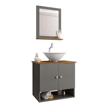 Imagem de Gabinete Banheiro Deli Cuba Lume Bco Torneira DL08 Valv ABS Titanium/Nature