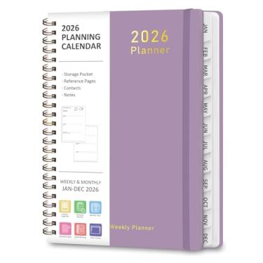 Imagem de Agenda 2026 – Agenda semanal e mensal com encadernação espiral, janeiro de 2026 a dezembro de 2026, capa dura 2026, agenda agenda com abas, bolso interno, perfeita para escritório, casa, material