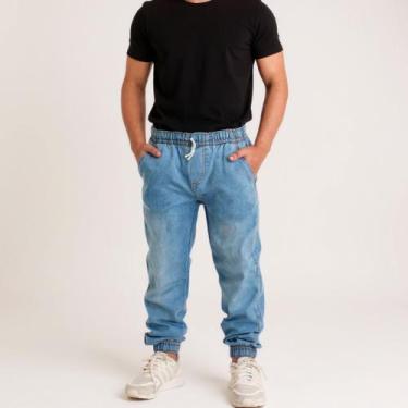 Imagem de Calça Infantil Jeans Jogger Masculina Menino Com Punho - Volgue, Jeans