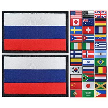 Imagem de JBCD Pacote com 2 emblemas da bandeira da Rússia, emblema tático da bandeira do orgulho para roupas, chapéu, equipe militar