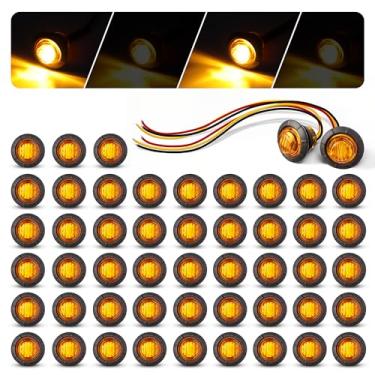 Imagem de MADCATZ Flash estroboscópico e modo estável 50 peças mini marcador LED 3/10.2 cm luz âmbar 3LED, 2 funções 3 fios à prova d'água 12 V luzes de folga para trailer, trailer, caminhão, barco (50 peças)