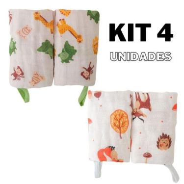 Imagem de Toalha de Boca para Bebê com Prendedor de Chupeta 100 Algodão Duplo - 