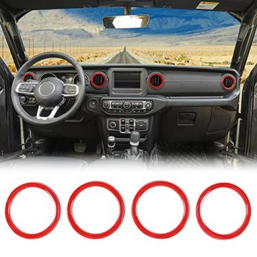 Imagem de JeCar Kit de acabamento interno para ventilação de ar condicionado painel Acessórios interiores para 2018 2019 2020 Jeep Wrangler JL, vermelho