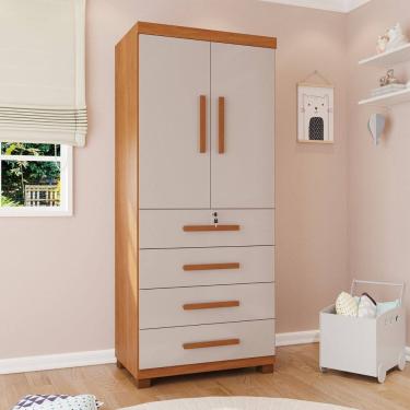 Imagem de Guarda-roupa Infantil 2 Portas 4 Gavetas Anne Espresso Móveis Cinamomo / Off White