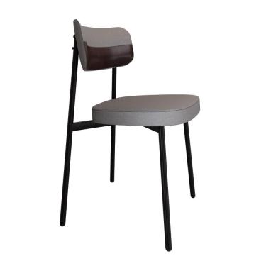 Imagem de Cadeira Alloa Fixa Com 4 Pés 50 X 44,7 X 83,8 Cm Com 1 Unidade Corriente Cinza Claro Courino Café