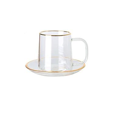Imagem de Caneca de casal copo de água de alto borossilicato conjunto de copos de vidro transparente resistente ao calor café da manhã xícara de café da tarde xícara de café caneca de café (cor: B)
