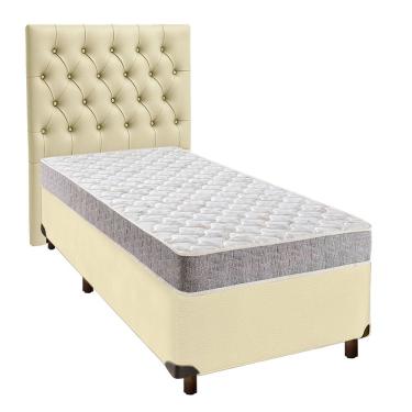 Imagem de Cama + Box Bege E Colchão D23 Solteiro - D23 Inducol + Cabeceira