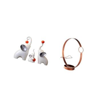 Imagem de Fenteer Estatuetas de Família de Elefantes E Suportes para Garrafas de Vinho de Ferro, Estátuas de Animais Artísticas, Decorações de Mesa para Sala de Estar,