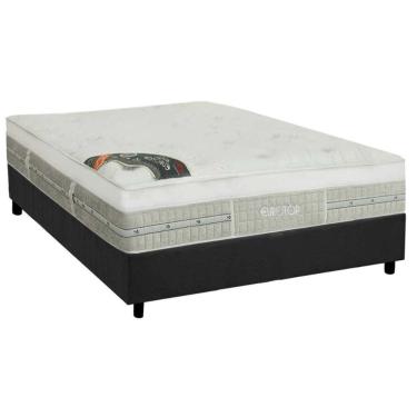 Imagem de Kit Cama Box Completa Casal Eurotop Summer Winter Molas Ensacadas Suede 138x188cm Cinza...