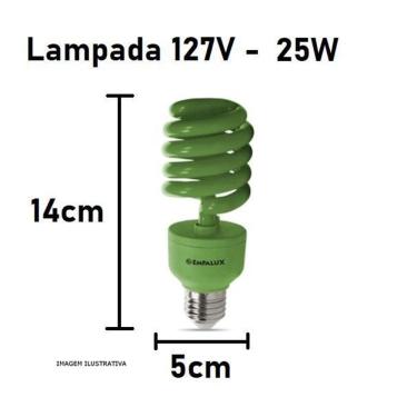 Imagem de Lampada Verde Espiral Fluorescente 25W 127V Decorativa