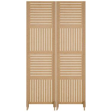 Imagem de Biombo 1 2 3 4 Folha Reto Repartido Painel Vazado Mdf Divisor Separador Divisória Ambiente Com Pé (2 Horizontal Vertical)