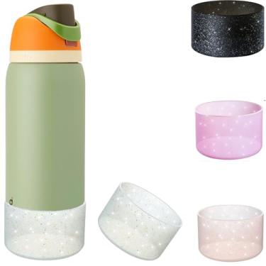 Imagem de Onlymory Bota de silicone com glitter para garrafa Owala de 946 ml, acessórios de manga antiderrapante para botas de garrafa de água de aço inoxidável Owala FreeSip (glitter dourado camuflado, verde