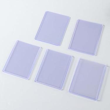 Imagem de 5 peças de capas de cartão de PVC azul à prova d'água, plástico rígido, transparente, porta-cartões, capa protetora para armazenamento de cartões postais