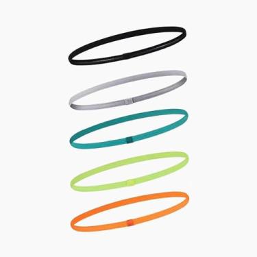 Imagem de Bandanas de fitness masculinas e femininas, faixas elásticas finas para corrida ou futebol, pacote com 5 (cores mistas)