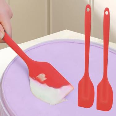Imagem de Espátula pequena de silicone para bolo, biscoito, pastelaria, raspador, alça transparente, creme, utensílios de cozimento, para casa, vermelho