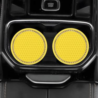 Imagem de Pacote com 2 porta-copos de carro, porta-copos antiderrapantes para carro com acessórios de strass de cristal
