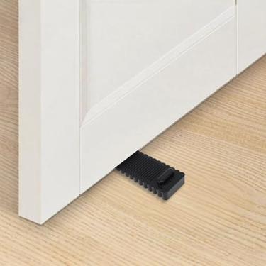 Imagem de Generic 1 peça de cunha de porta empilhável PVC preto 9,5 x 4 x 1,4 cm
