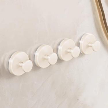 Imagem de Pacote com 4 ganchos de ventosa removíveis, fixação forte de 6,8 kg, gancho de roupão de banho para chuveiro, banheiro, cozinha, porta de vidro, espelho, azulejo