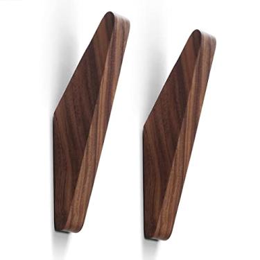 Imagem de COCOYA 2Pack Wood Hooks Wall Mounted, Minimalist Easy Install Natural Real Walnut Cute Mid Century Modern Simple Rustic Home Foyer Entryway Decor, for Hanging Hat Cap Backpack Bag Coat Towel Clothes